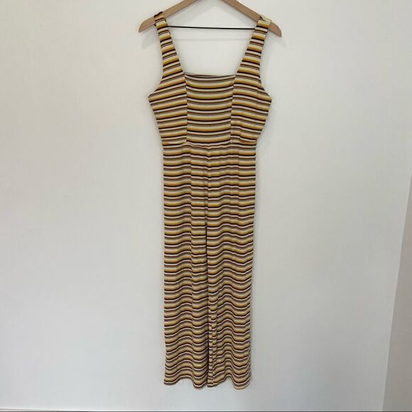 Wild Fable Striped Square Neck Knit Jumpsuit Romper Vintage Colors sz S - Picture 2 of 6